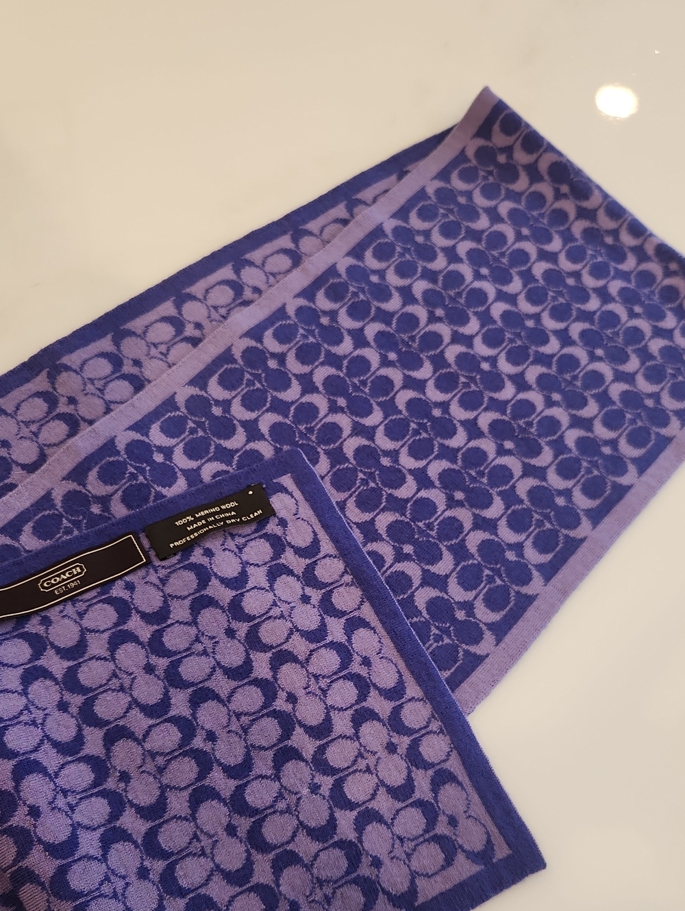 Coach Purple Patterned Scarf